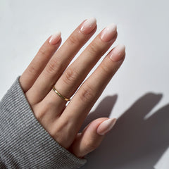 BTArtbox extra-short nails in nude-ombre tone offer comfortable wear for daily tasks.