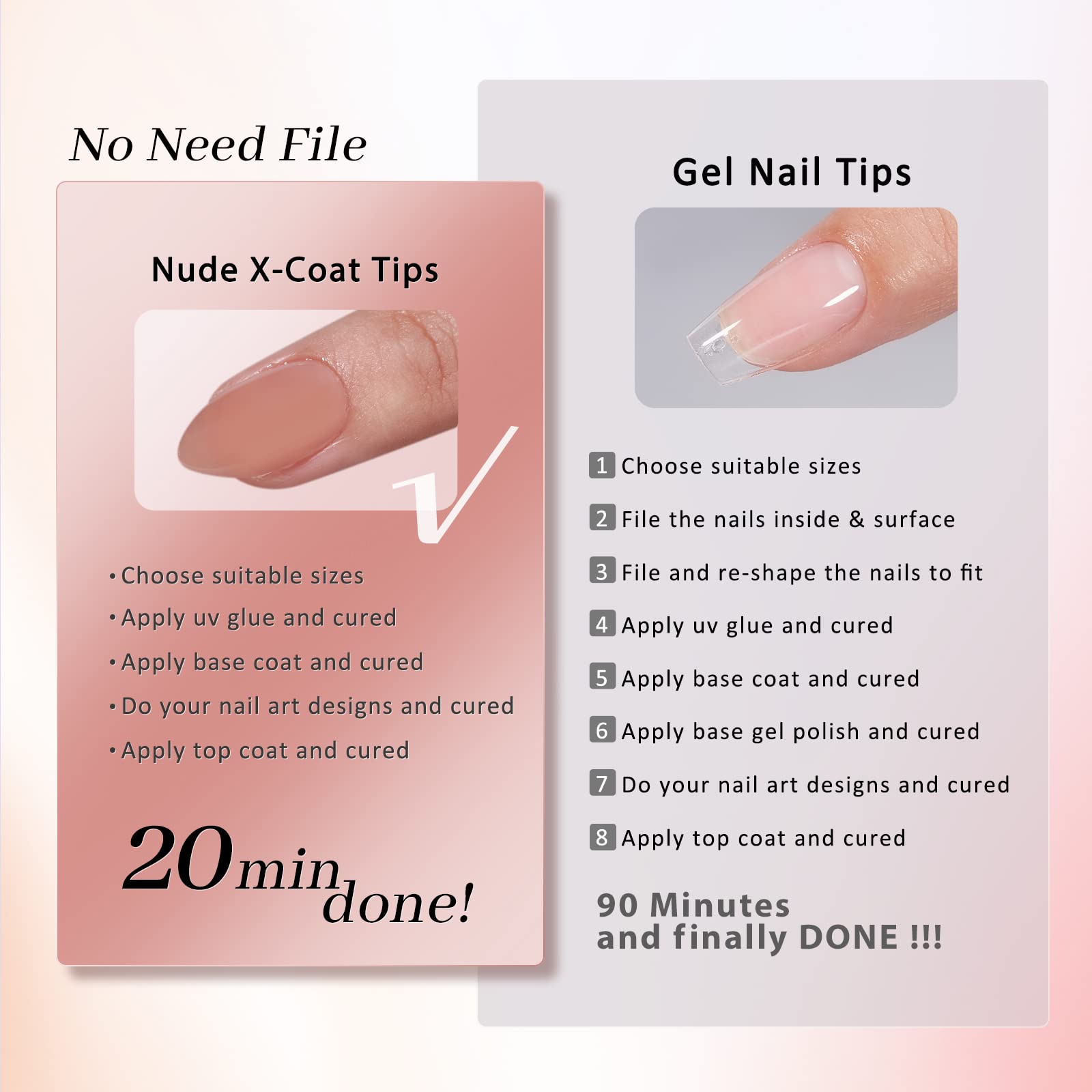 BTArtbox tips are flexible for flat and curved nails, returning to shape after bend.