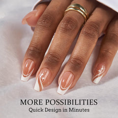 BTArtbox French swirls style 1 press-on nails for chic home manicure.
