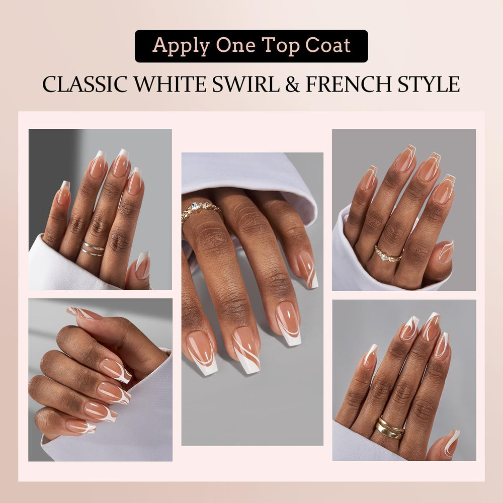 BTArtbox French swirls style 2 press-on nails for easy DIY nail art.