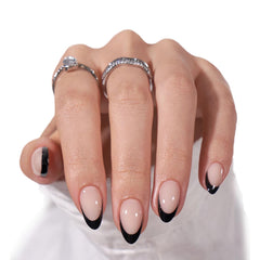 BTArtbox French Tip Nails Almond Black Short deliver quick salon-style glam.