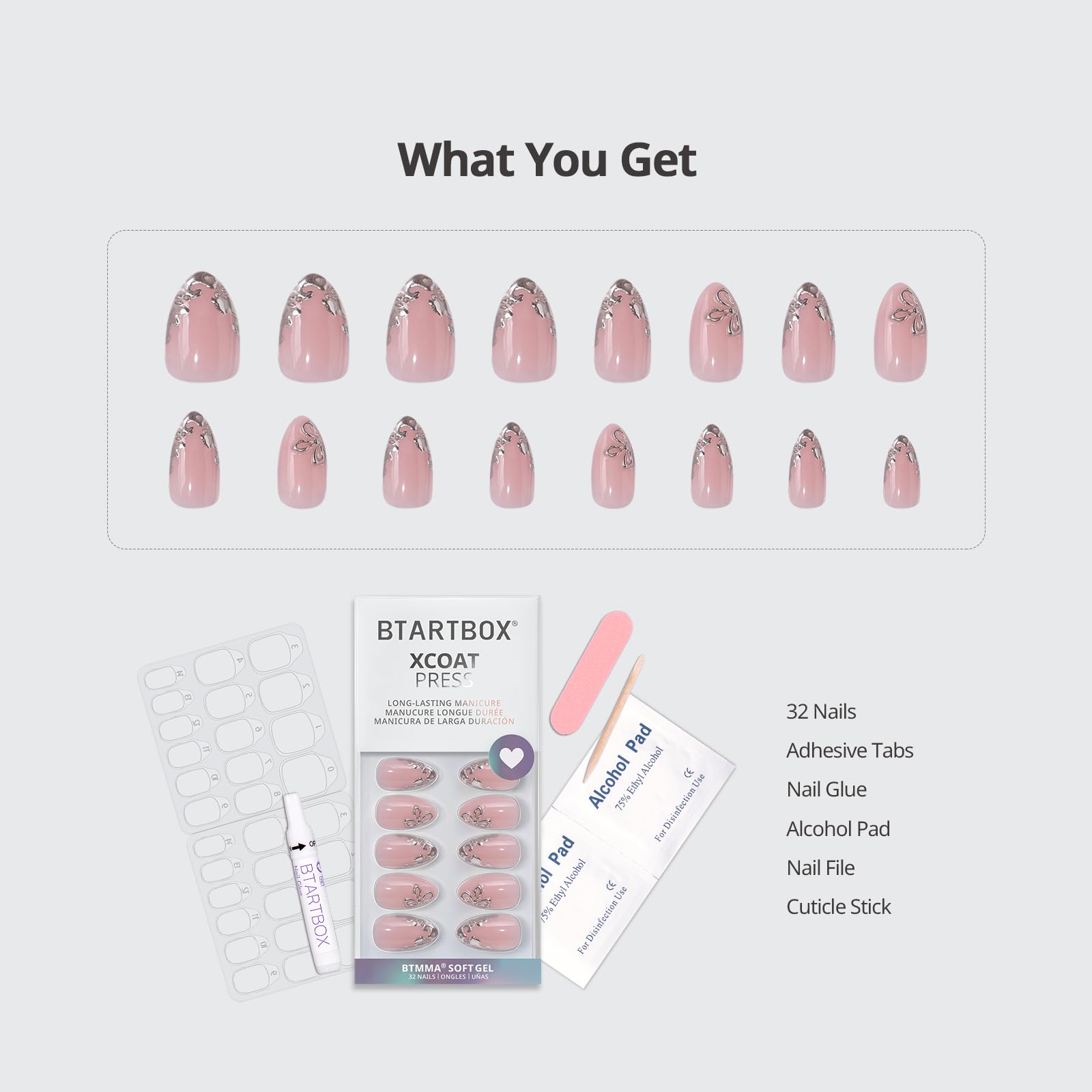 BTArtbox Frost Glam nails showcase 16 sizes for personalized fit and comfortable wear