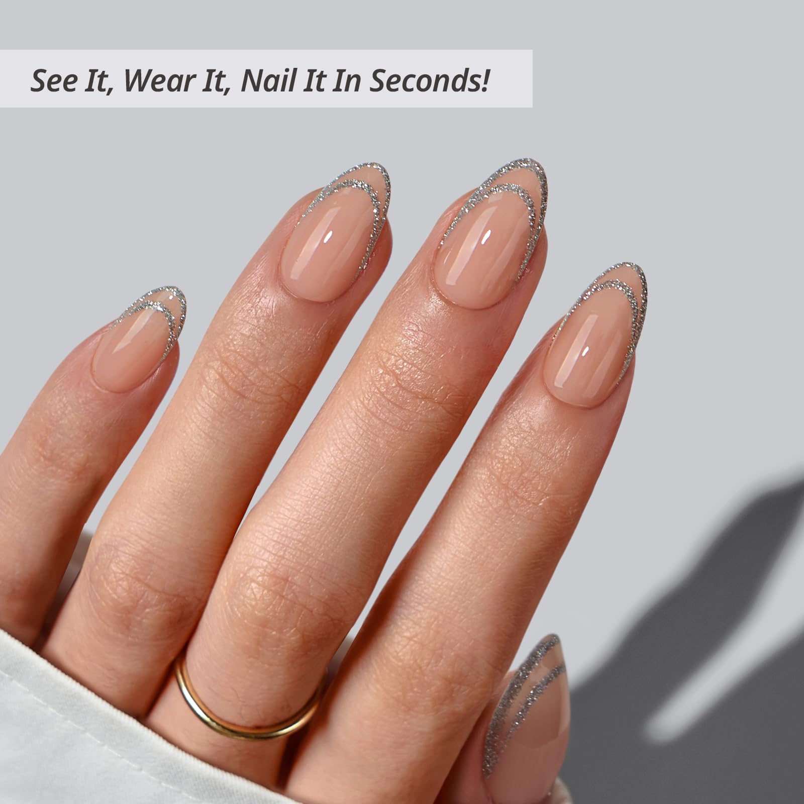 BTArtbox Lamp-curable short almond nails cure quickly under UV/LED for a durable finish.