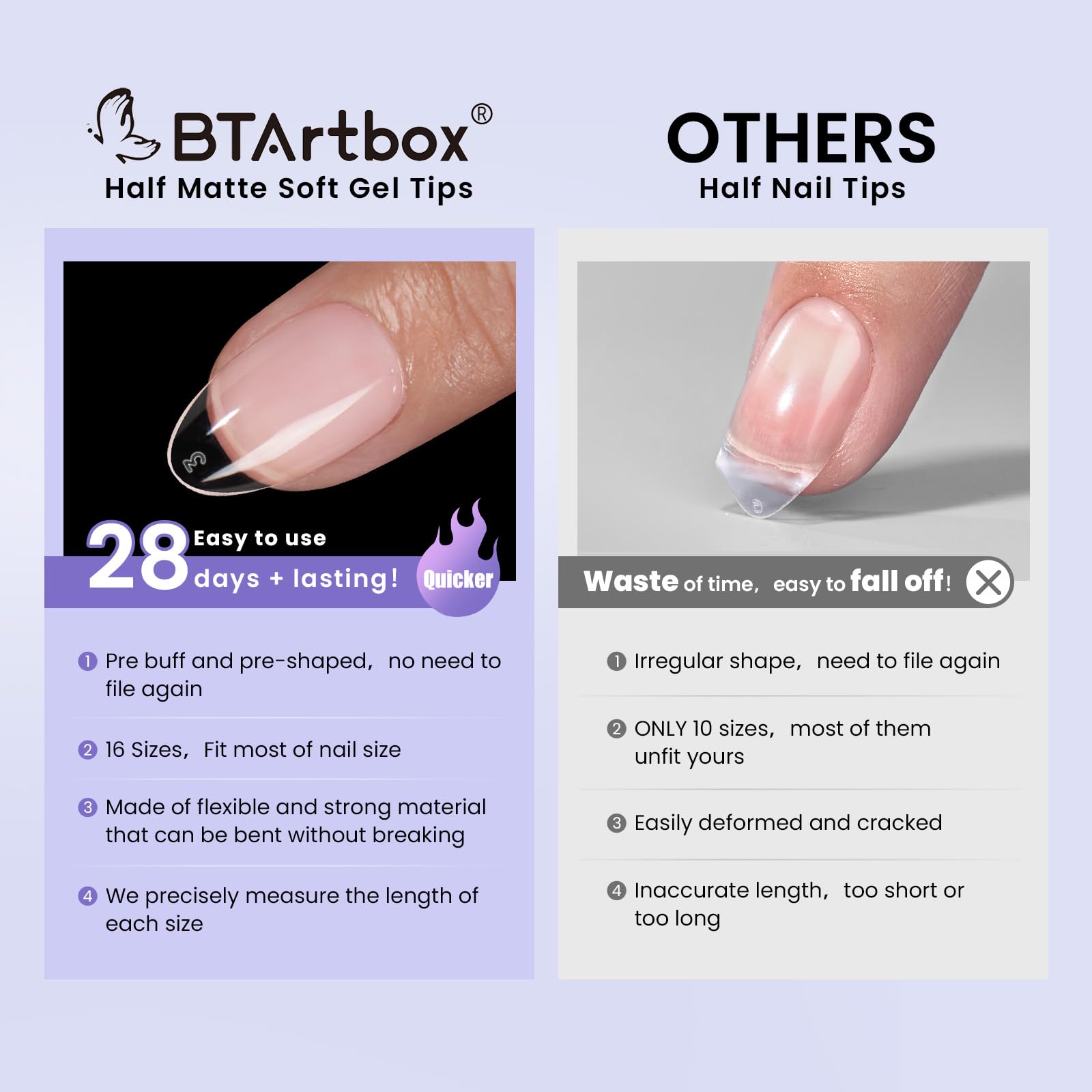 BTArtbox nail extension application example shows easy shaping and fitting
