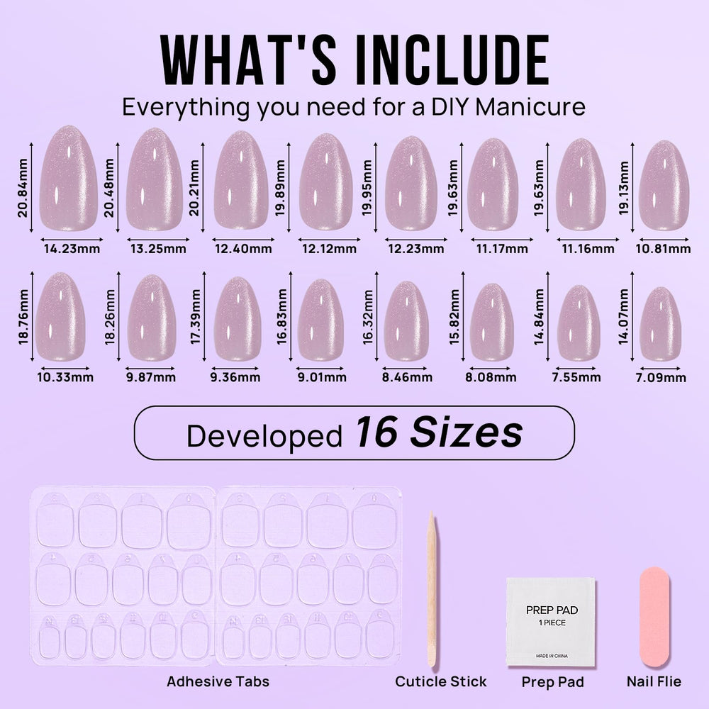 BTArtbox press-on nails almond glue tabs kit closeup signals complete all-in-one set