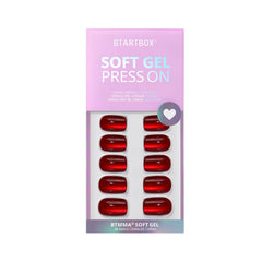 BTArtbox press-on nails red cat-eye square closeup; glossy gel-like finish that's easy to maintain.