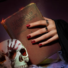 BTArtbox press-on nails red cat-eye square side view highlights comfortable fit for daily activities.