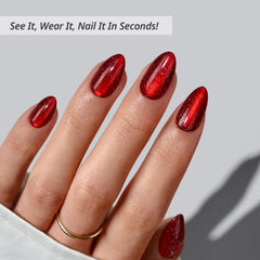 BTArtbox deep red almond nails—long-lasting chip-free wear
