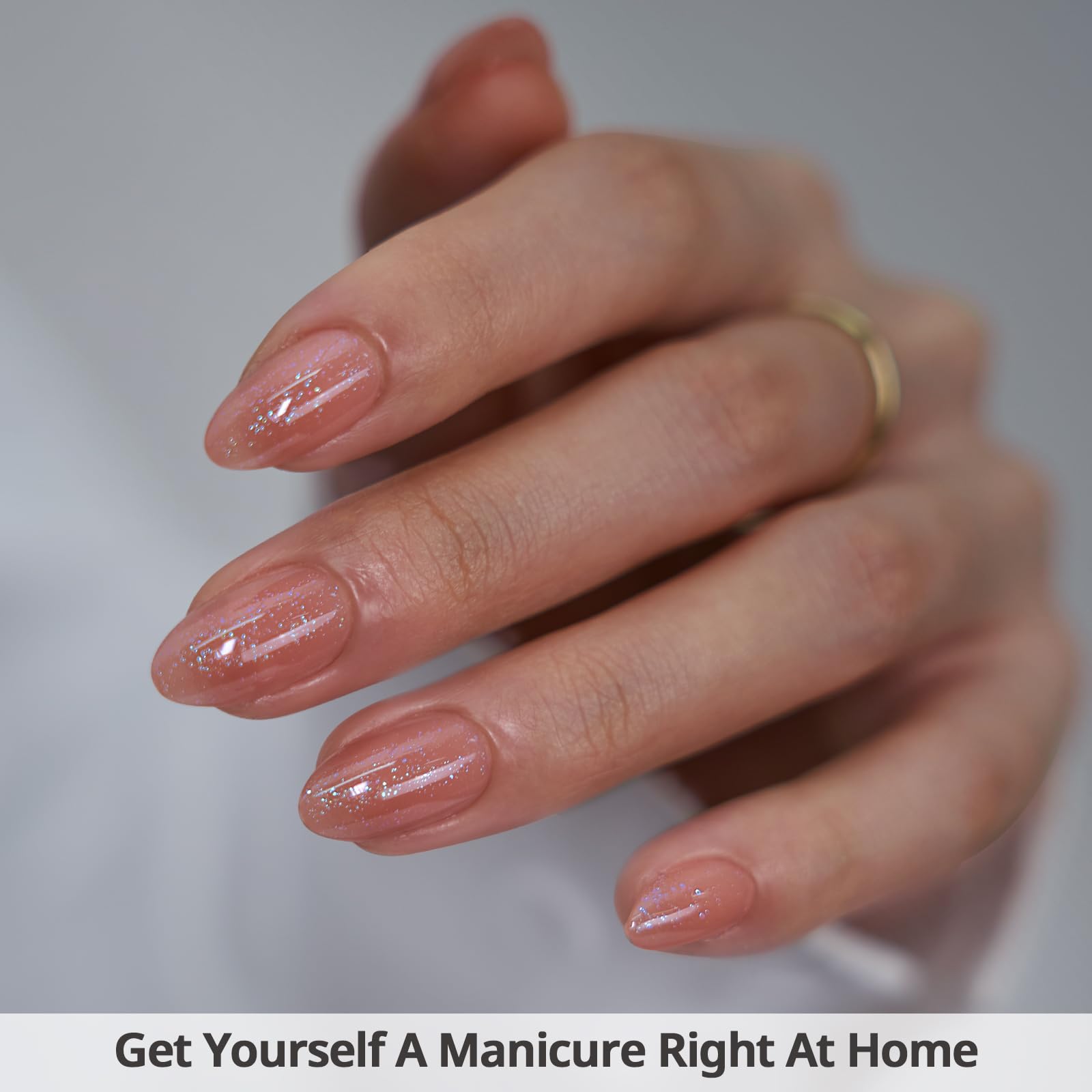 BTArtbox Citrine Glow nails during lamp-curing application demonstration