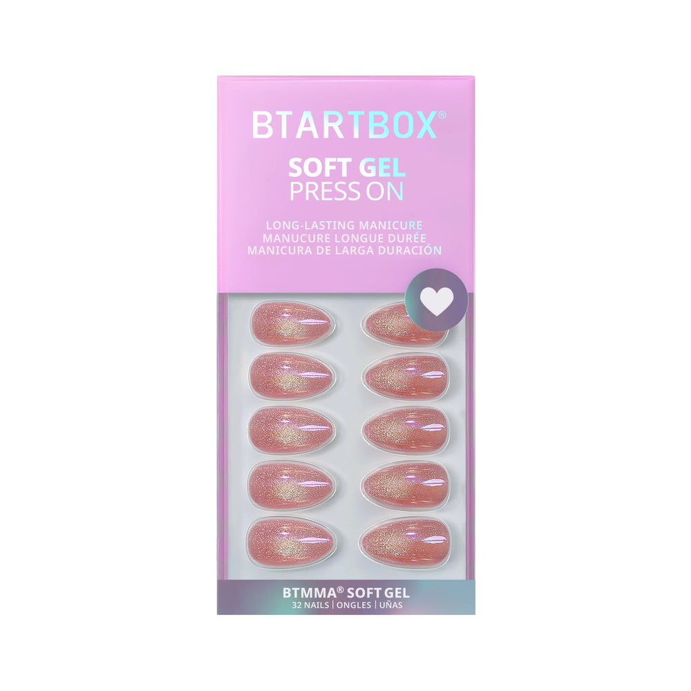 BTArtbox pink-cat-eye almond nails in-use on hand during daily tasks