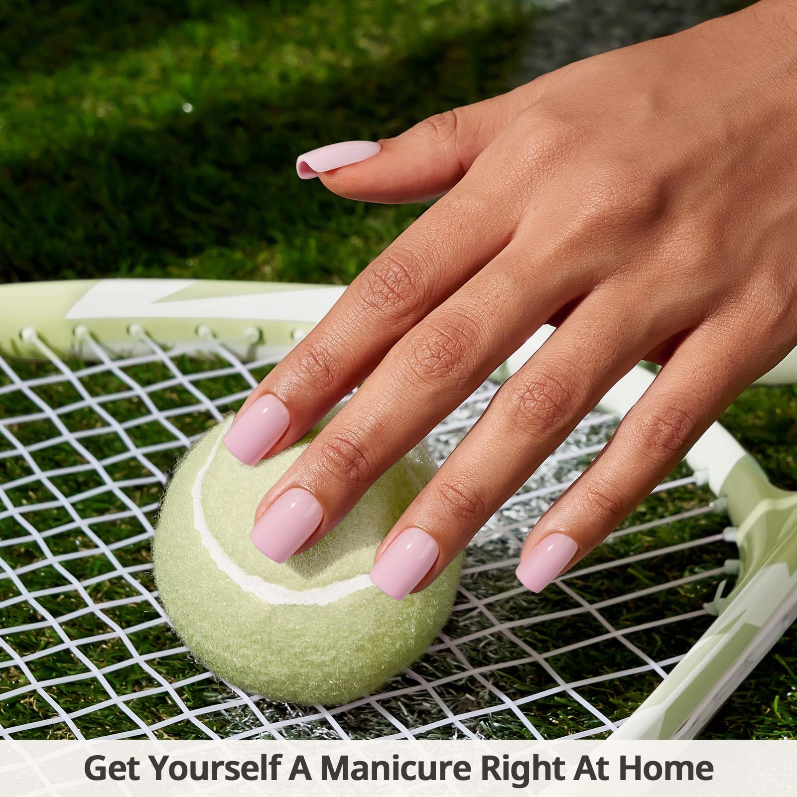 BTArtbox press-on nails square solid pink short on-nails display for quick results