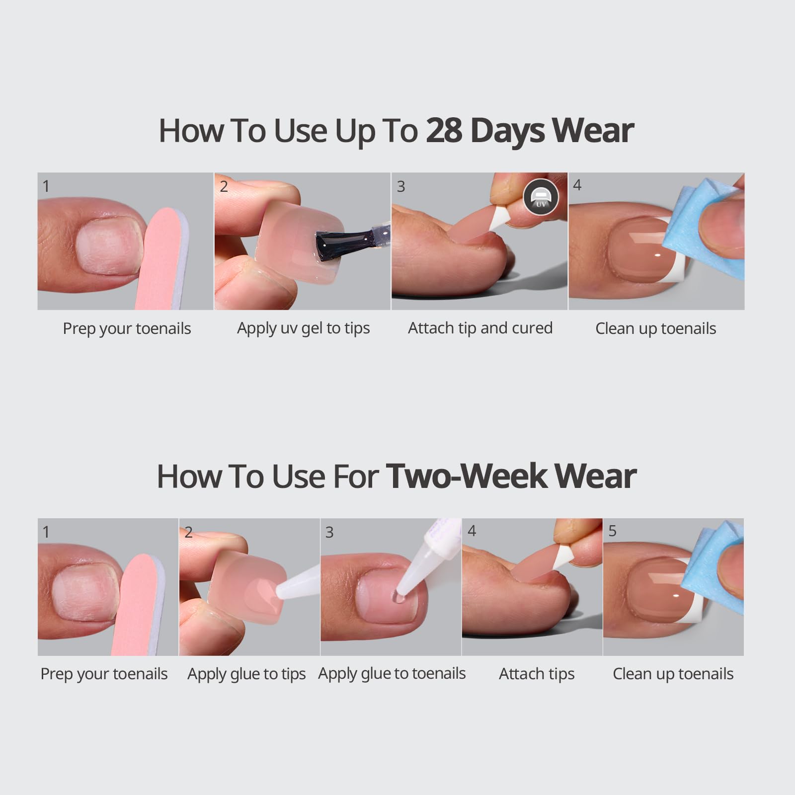 BTArtbox lamp-curable toenails with lamp-ready setup for quick curing