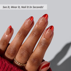 BTArtbox Red Cat Eye nails close-up showing vibrant shimmer and depth.