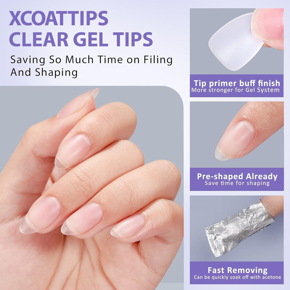 BTArtbox short almond nail tips soft gel material offers flexible fit with gentle pressure-free wear.