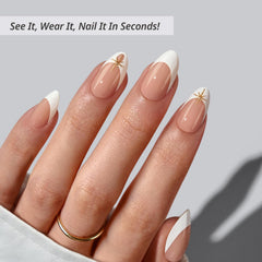 BTArtbox Starlight Frost nails with 3D gold tip glitter for holiday sparkle.