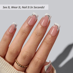 BTArtbox White French tip square nails ready for at-home gel glue application.