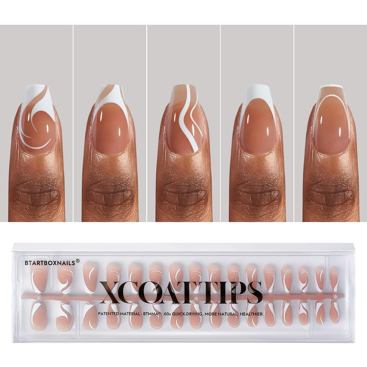 BTArtbox XCOATTIPS 160pcs nail tips offer fast, durable extensions for a polished look.