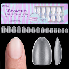 BTArtbox XCOATTIPS extra short almond nail tips in matte oval finish for natural daily wear