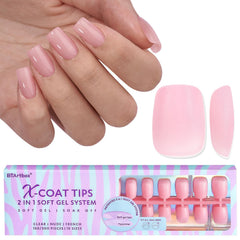 BTArtbox XCOATTIPS extra-short square pink nails ready for natural at-home manicure