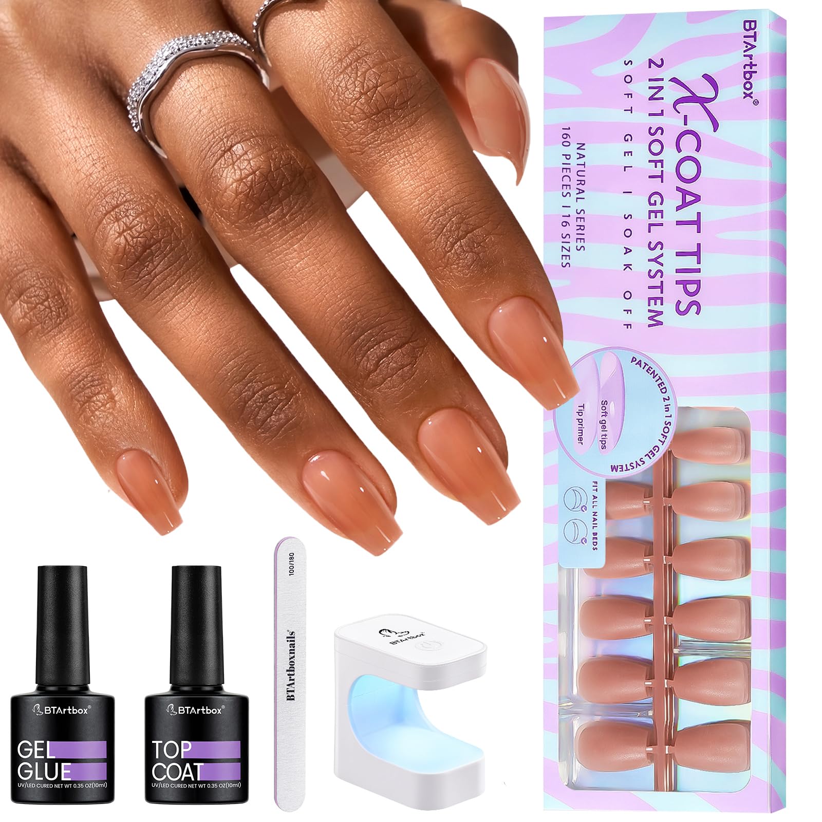 BTArtbox XCOATTIPS kit con lámpara UV-LED portátil para una manicura rápida