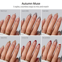 BTArtboxnails Autumn Muse short almond nails with French tip for versatile daily wear.