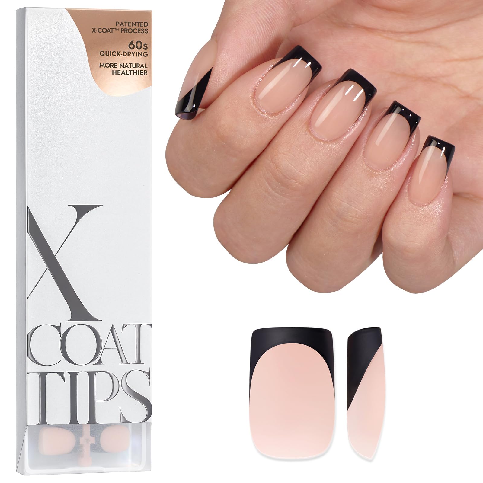 BTArtboxnails black French press-on nails closeup for chic everyday wear
