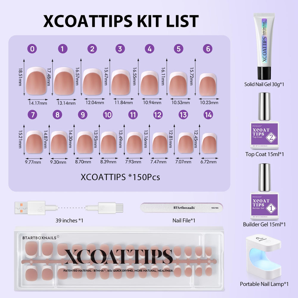 BTArtboxnails french-tip-brown-extra-short-square completed set for modern manicure.