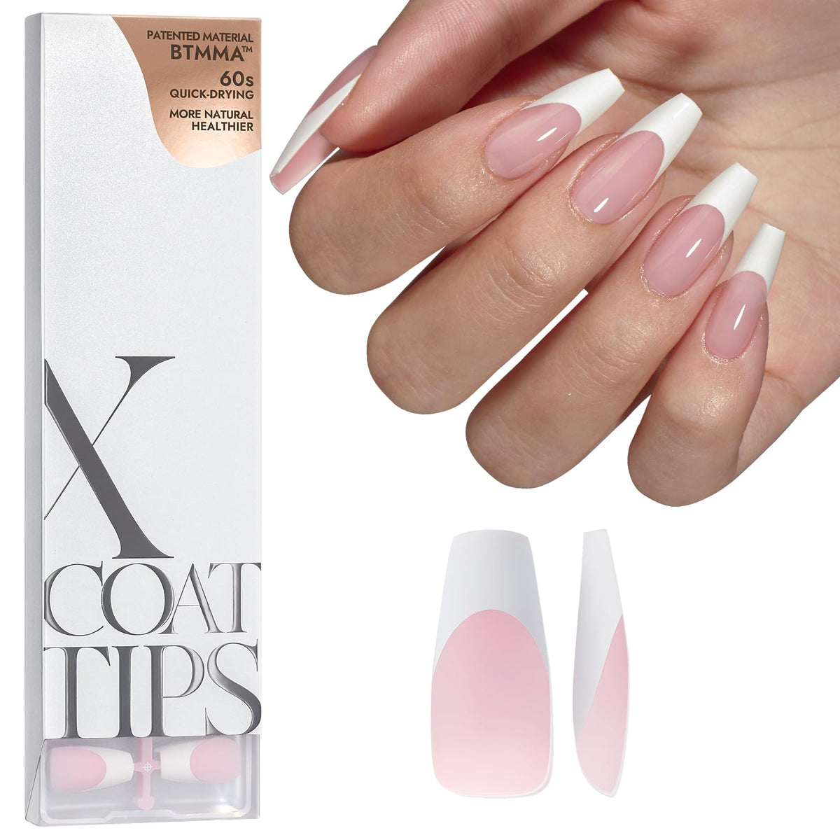 BTArtboxnails French tip pink coffin press-on delivers salon-like results at home