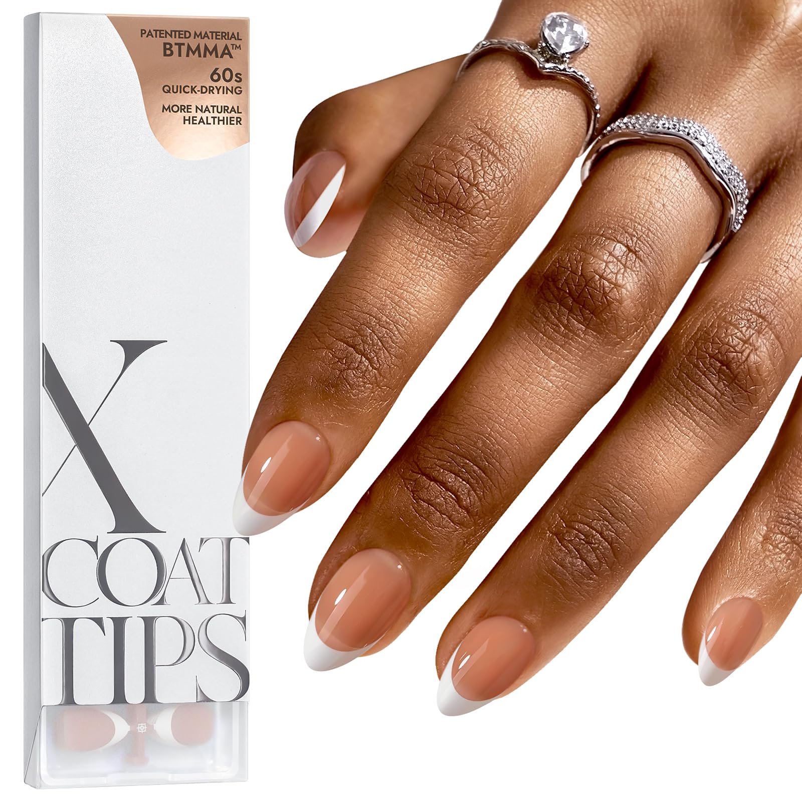 BTArtboxnails French tip press-on nails brown almond set for quick salon-like manicure at home