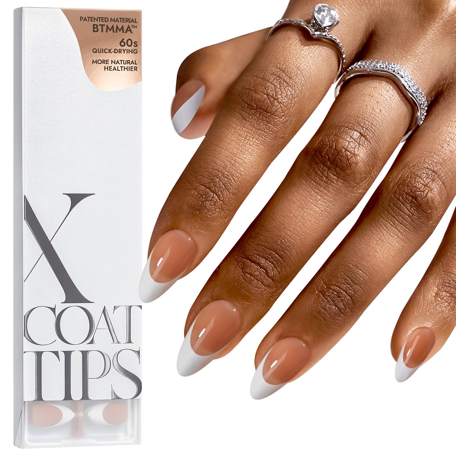 BTArtboxnails French Tip press on nails in brown almond for a DIY French manicure