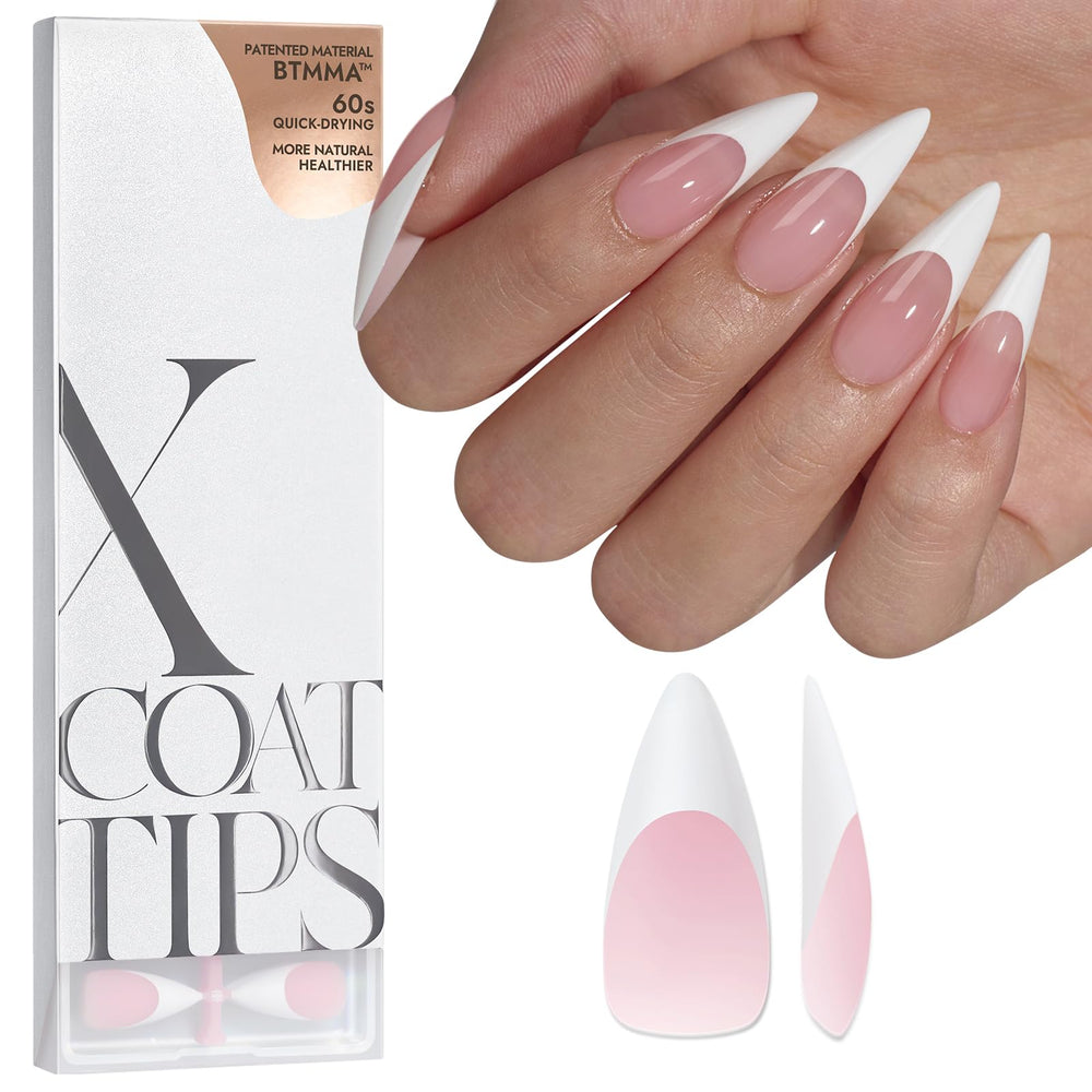BTArtboxnails French tip press-on nails long stiletto pink for easy DIY French manicure