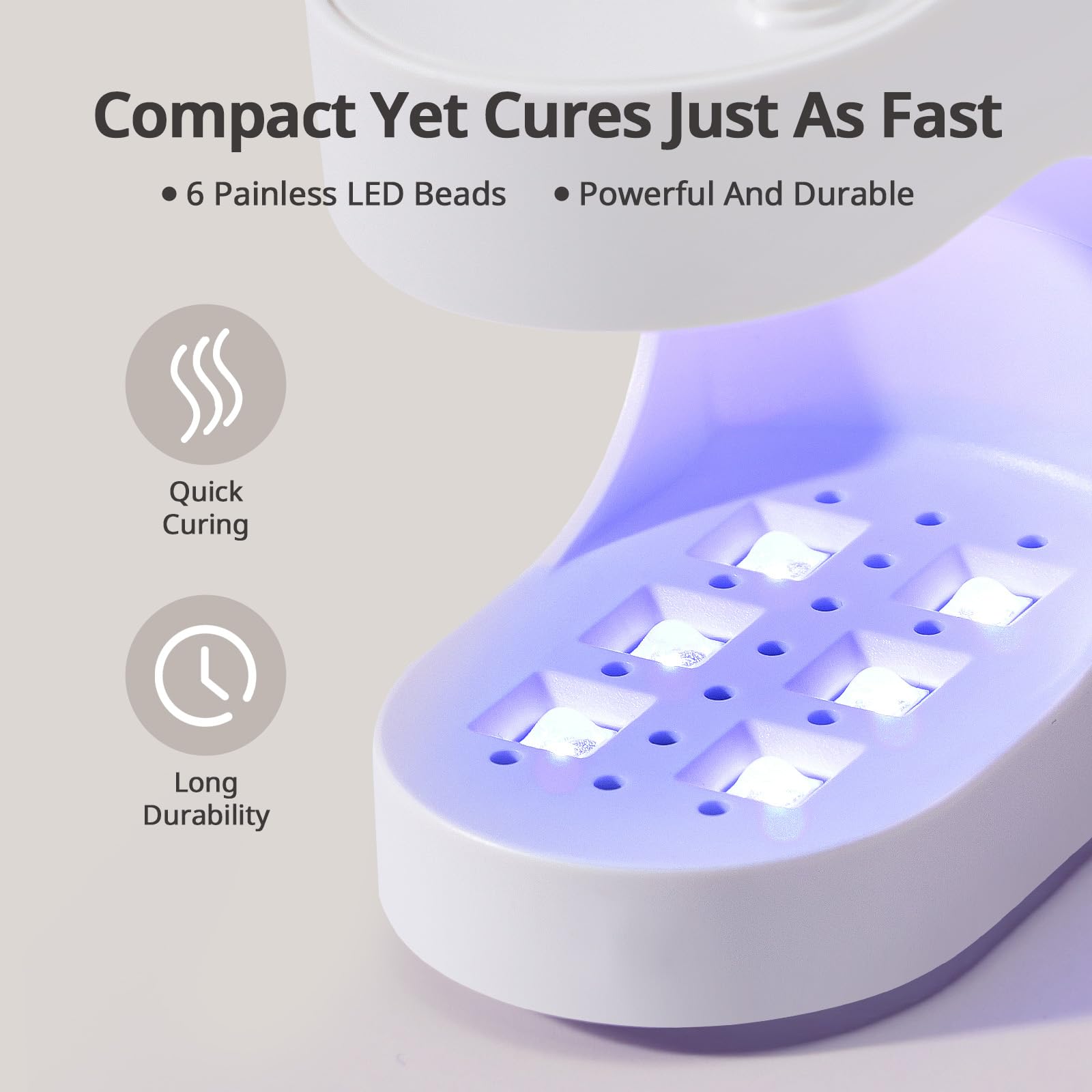 BTArtboxnails handy mini nail lamp side angle highlighting compact portable design for travel.