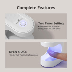 BTArtboxnails open-space design supports curing both short and long nails evenly.