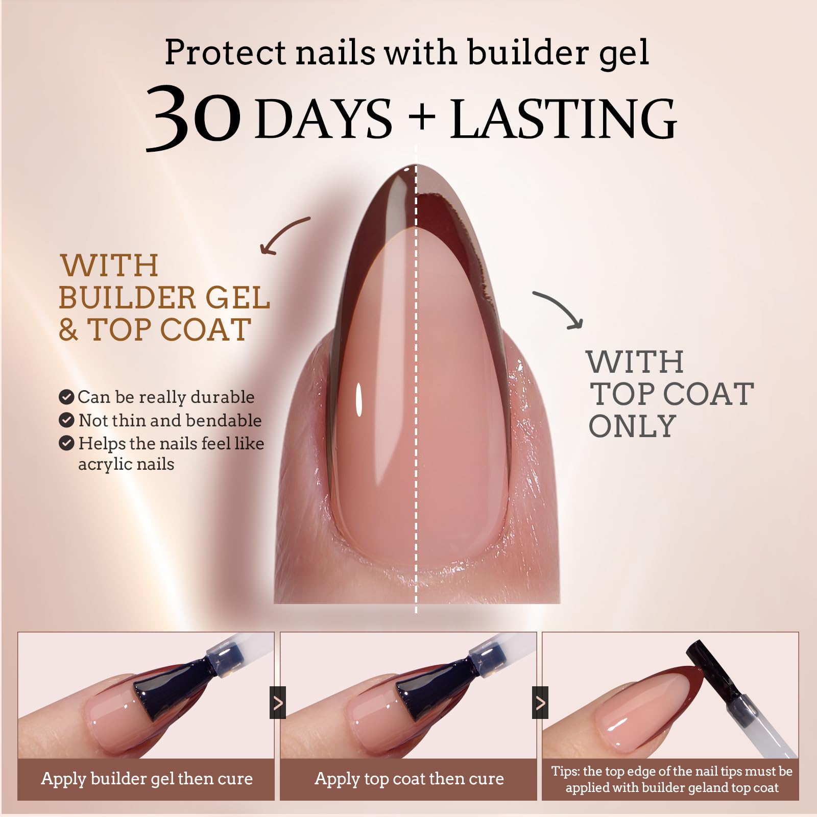 BTArtboxnails X-COAT allows UV curing through tips for faster setup.