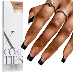 BTArtboxnails XCOATTIPS black French tip nails for quick at-home salon results