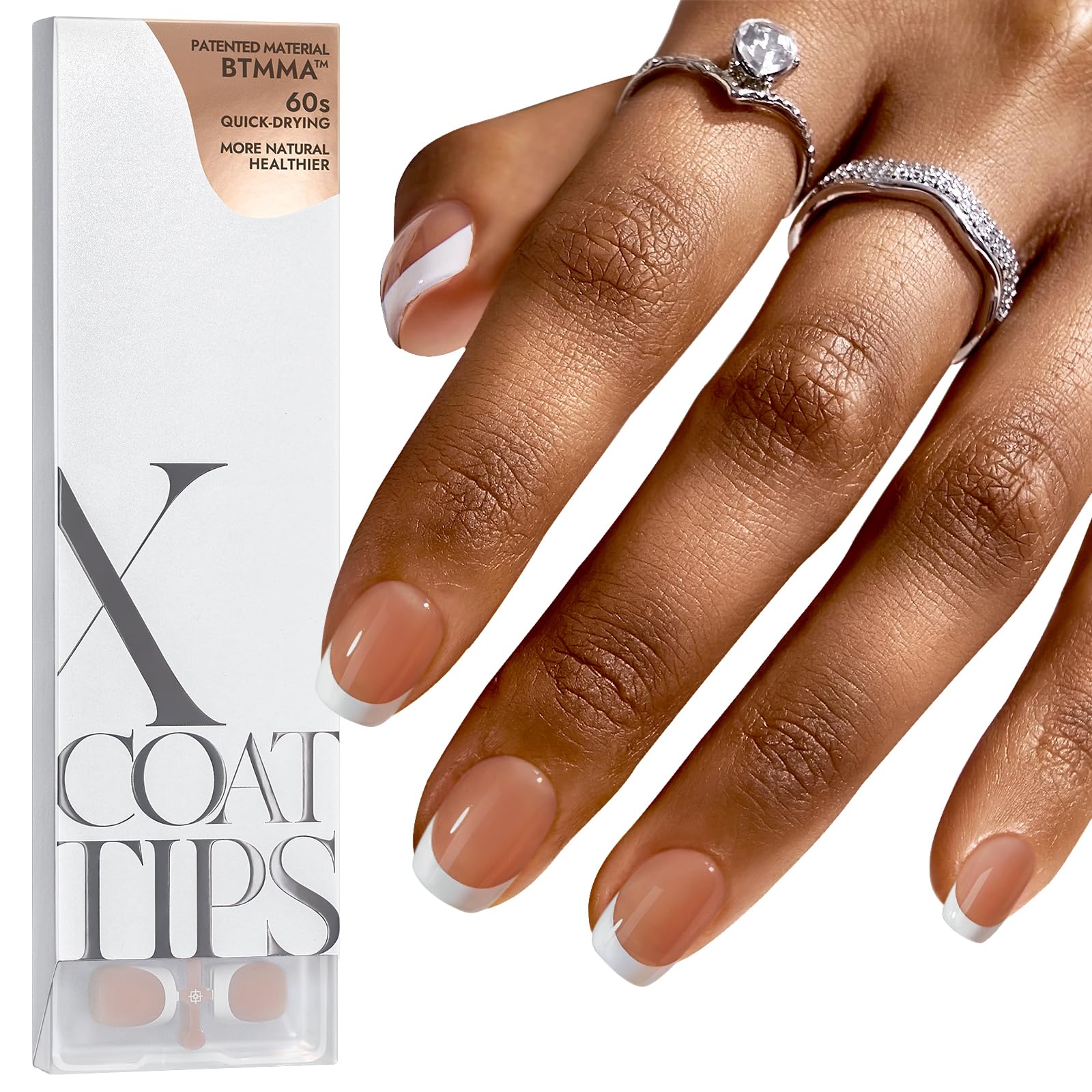 BTArtboxnails XCOATTIPS brown extra-short square nails for quick, natural-looking French manicure