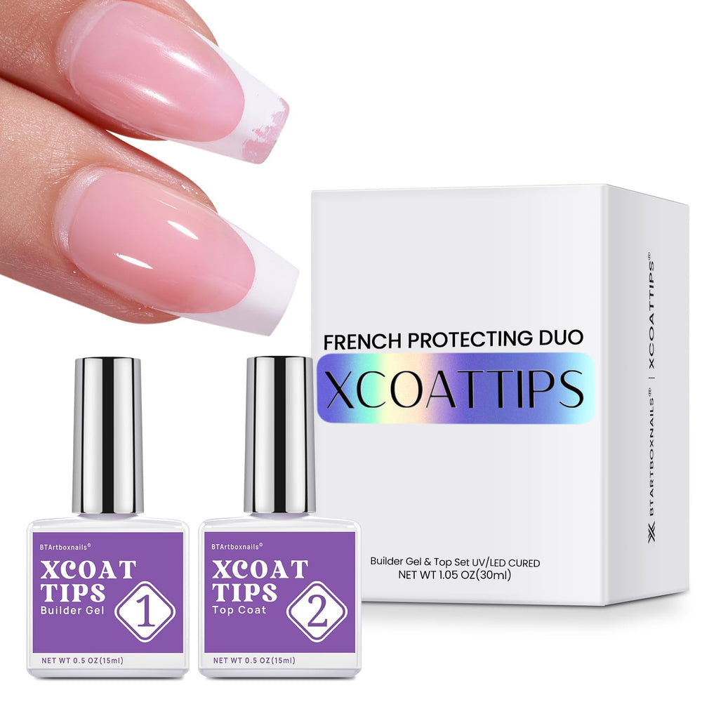 BTArtboxnails builder gel application for smooth French tips with durable finish.
