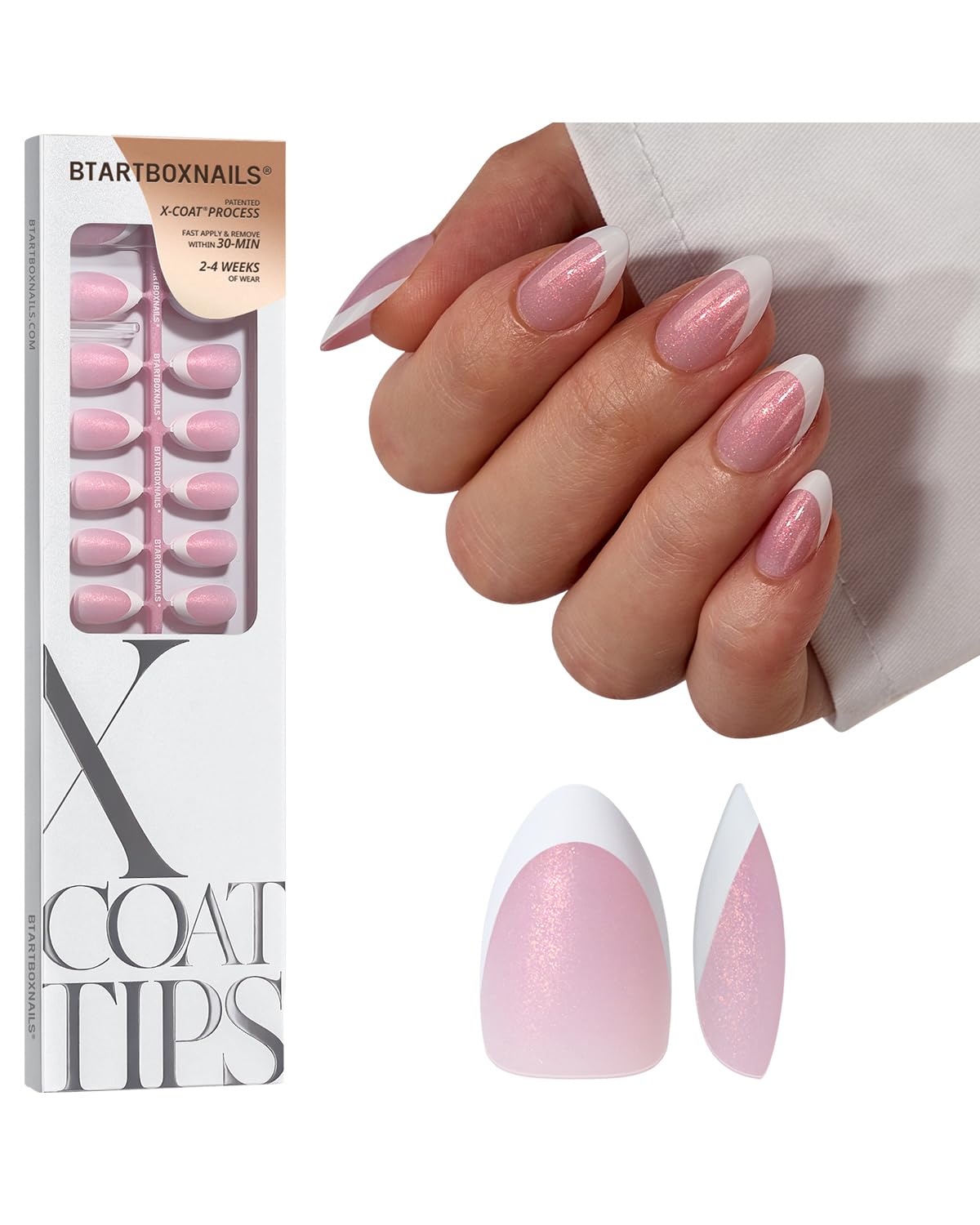 BTArtboxNails XCOATTIPS Frances Tip base rosa brillo, ideal para un francés clásico en casa.