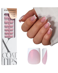 BTArtboxnails XCOATTIPS French Tip pink glitter base nails for fast at-home French manicure