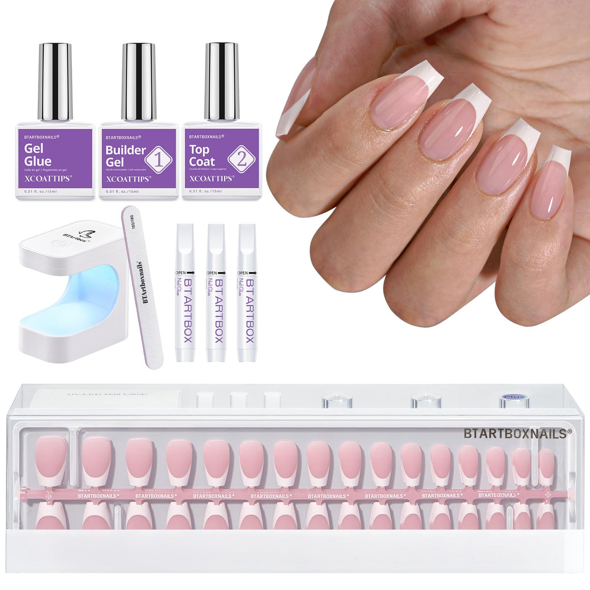 BTArtboxnails XCOATTIPS kit cover shows all-in-one French manicure solution for easy home nails
