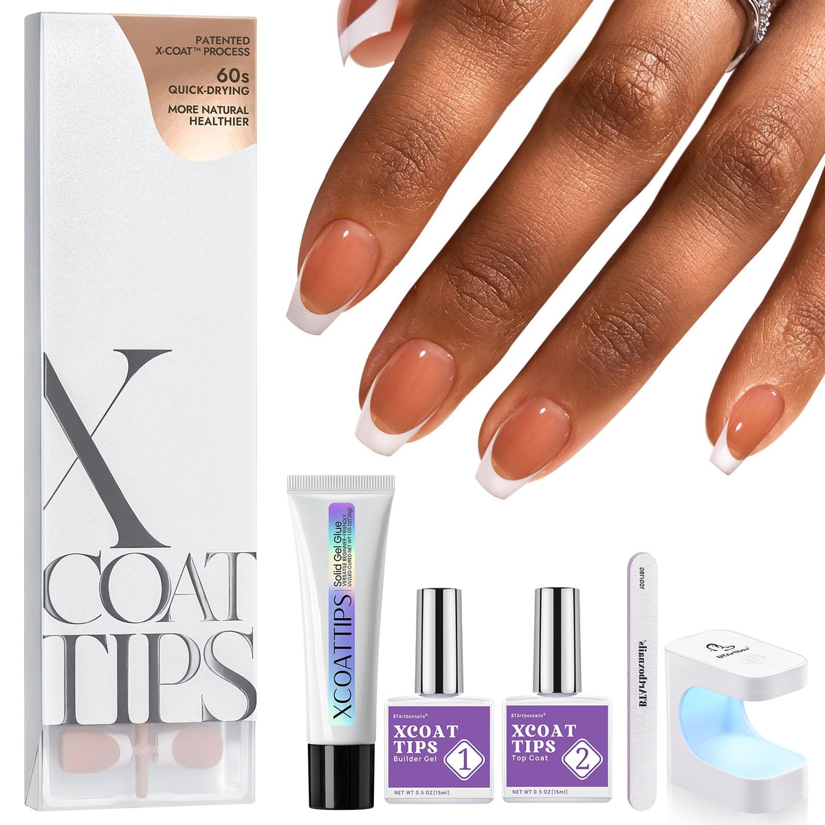 BTArtboxnails XCOATTIPS kit cover for a complete DIY French manicure setup