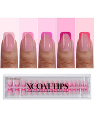 BTArtboxnails XCOATTIPS pink French tip set for classic salon-style nails at home.