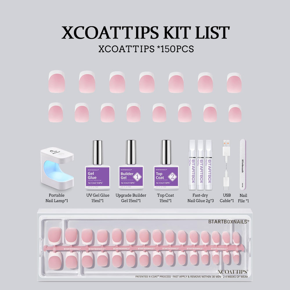 BTArtboxnails XCOATTIPS pre-applied primer and base coat on tips.
