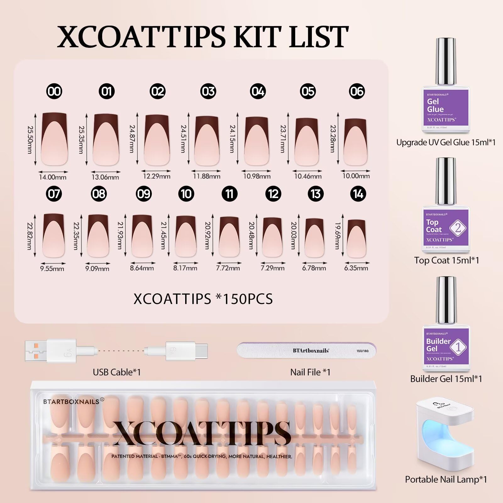 BTArtboxnails XCOATTIPS pre-applied primer and base coat for quick setup