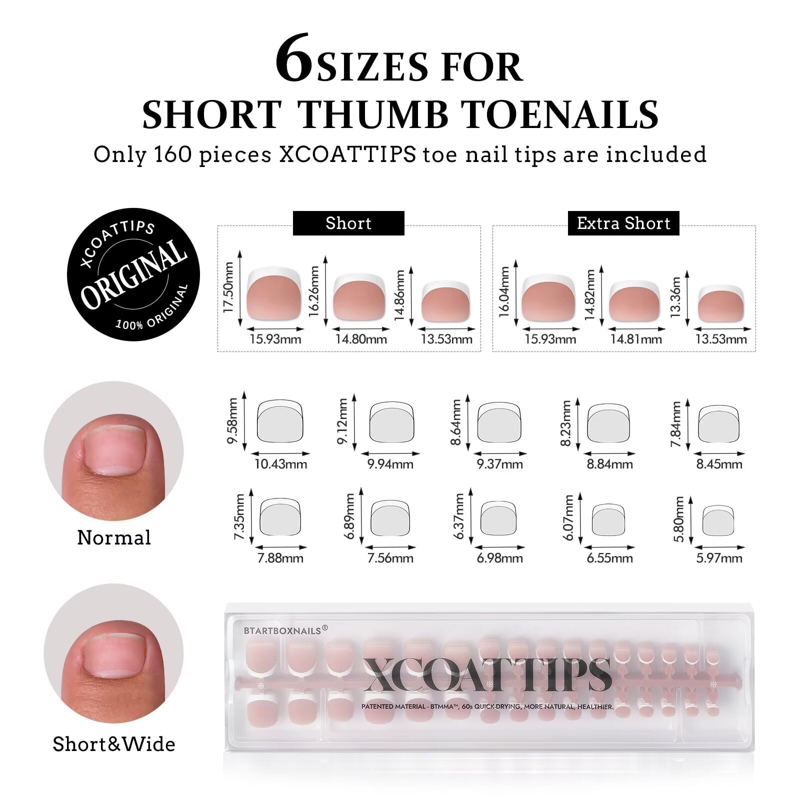 BTArtboxnails XCOATTIPS six sizes toe tips for perfect fit