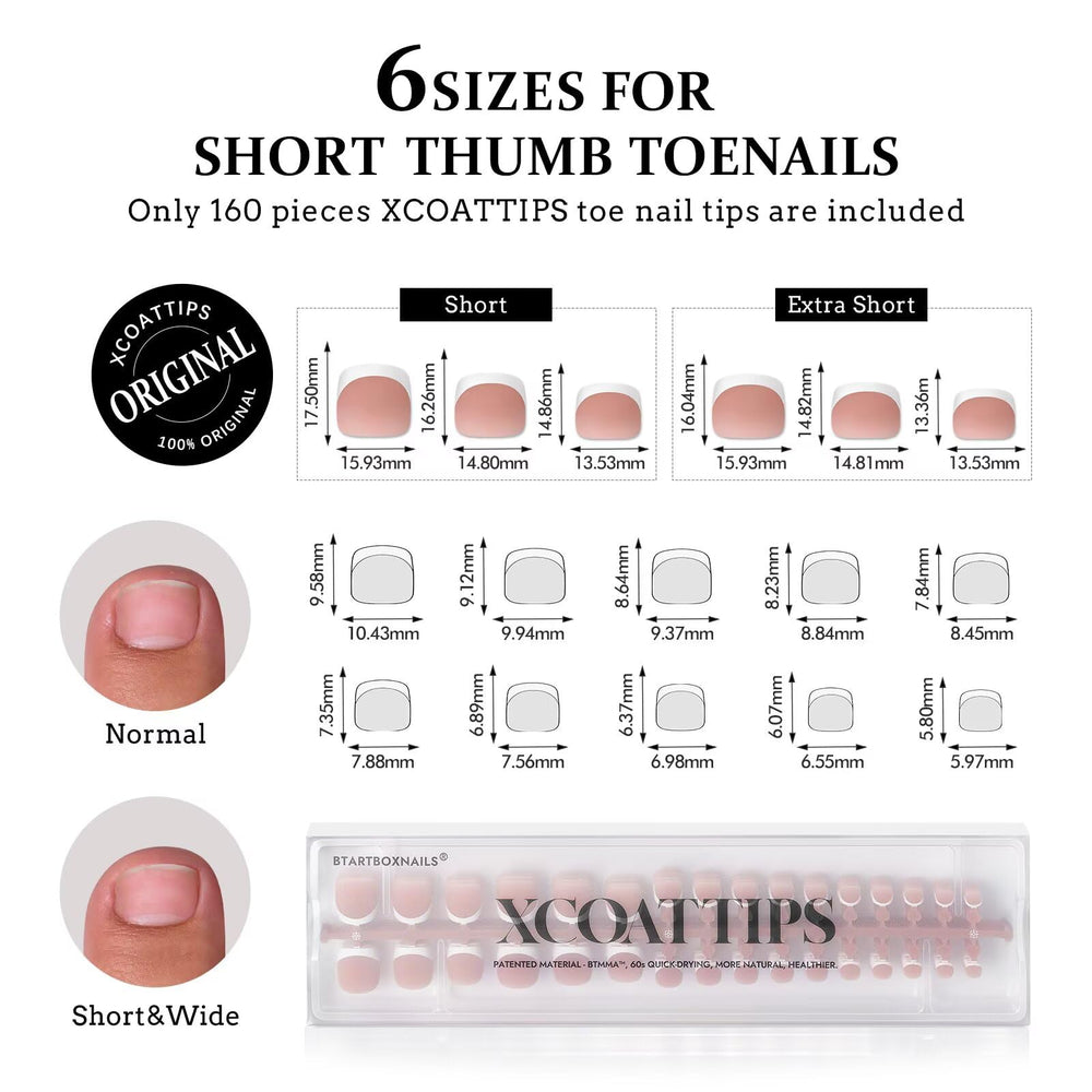 BTArtboxnails XCOATTIPS six sizes toe tips for perfect fit