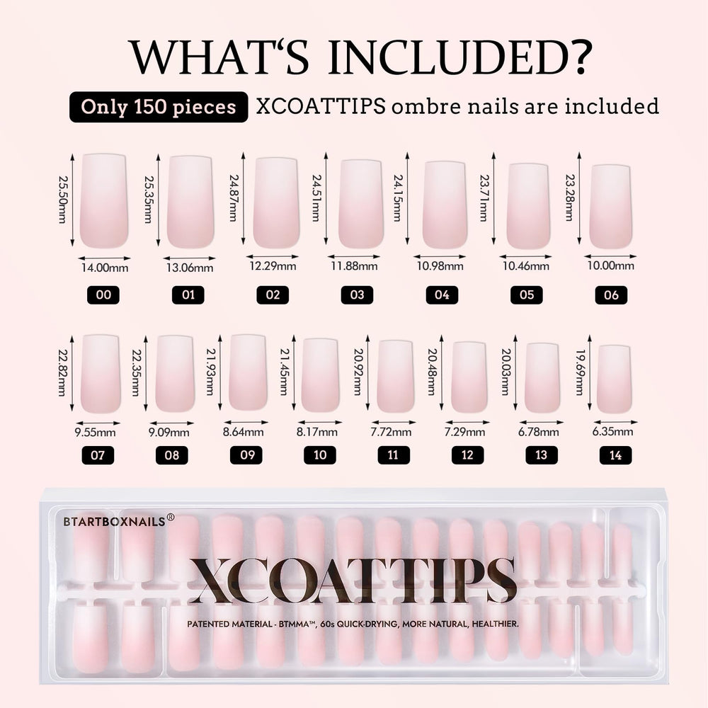 BTArtboxnails XCOATTIPS ultra-fit design from cuticle to edge.