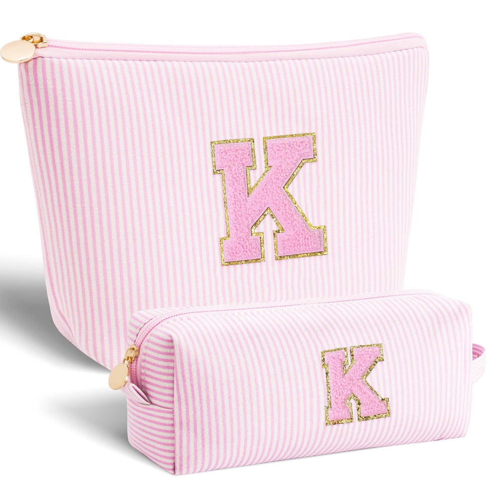Btffitting cosmetic bag pink initials design for personalized keepsake and daily makeup