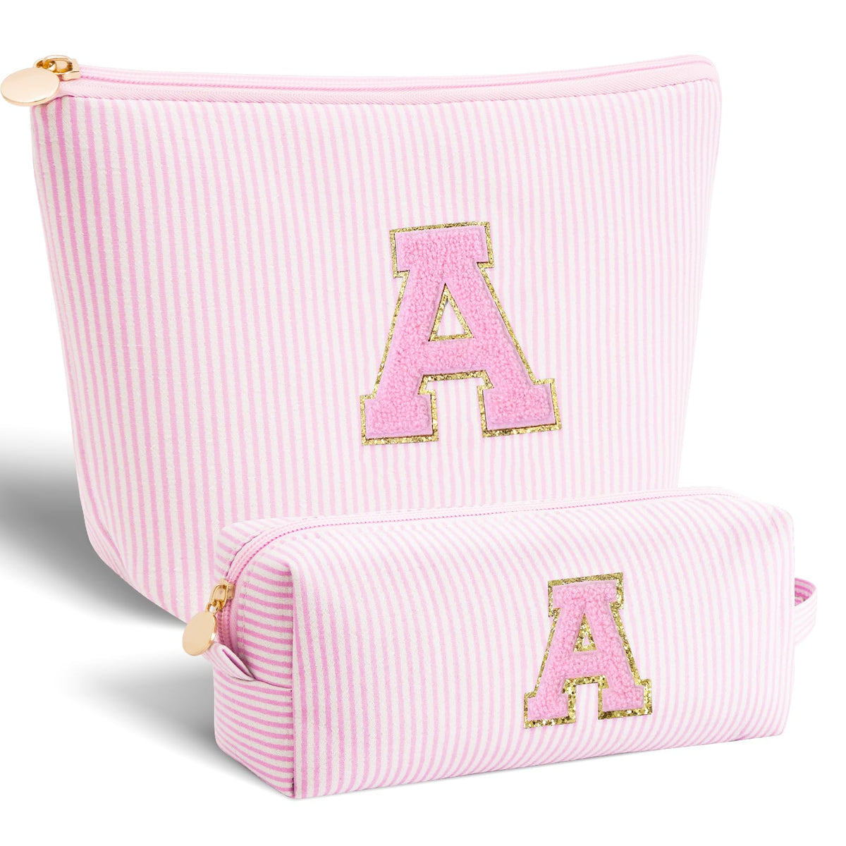 Btffitting makeup bag set front view in pink highlighting portable organizer