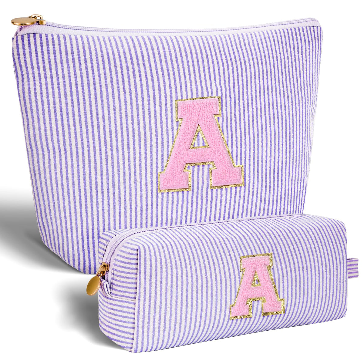 Btffitting makeup bag set outer view showing durable lavender canvas for daily travel